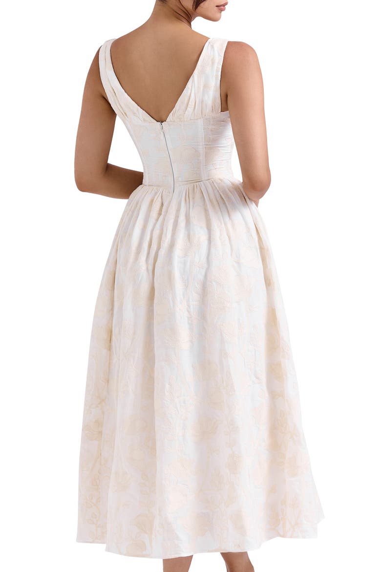 Emmelina Embroidered Corset Bodice Cocktail Dress, Alternate, color, WHITE