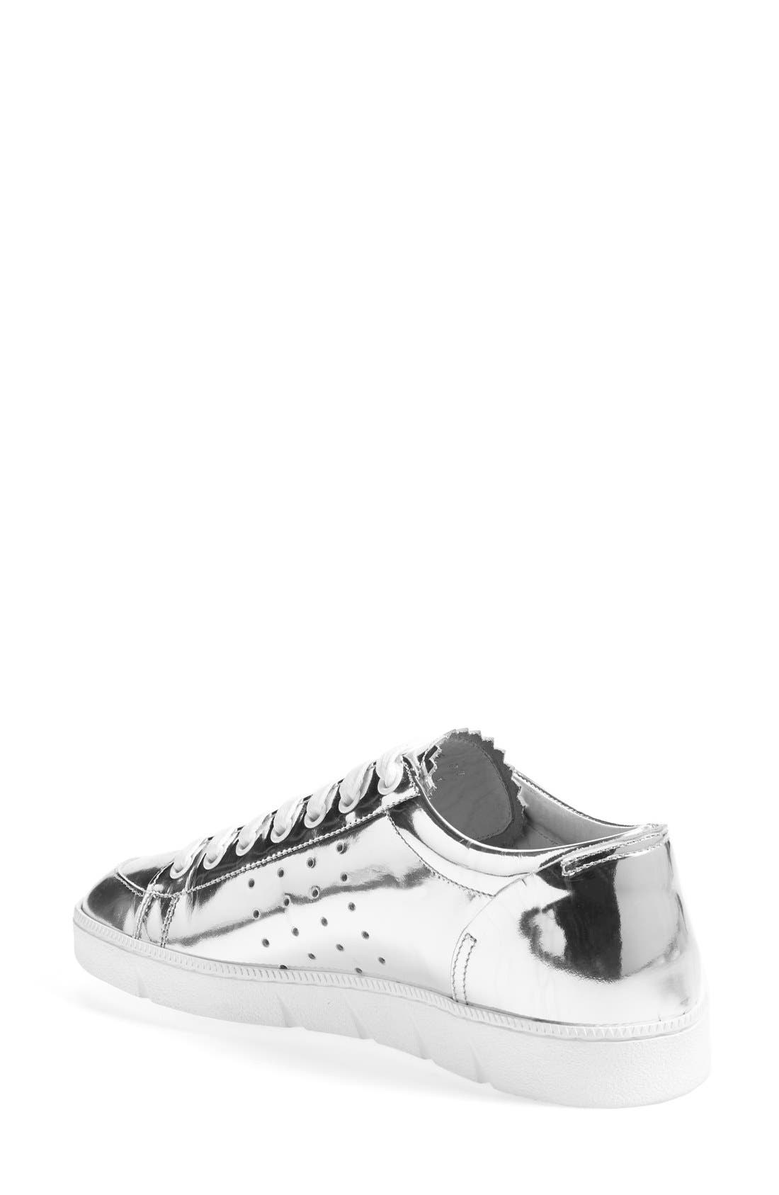 Sneaker, Alternate, color, SILVER LEATHER