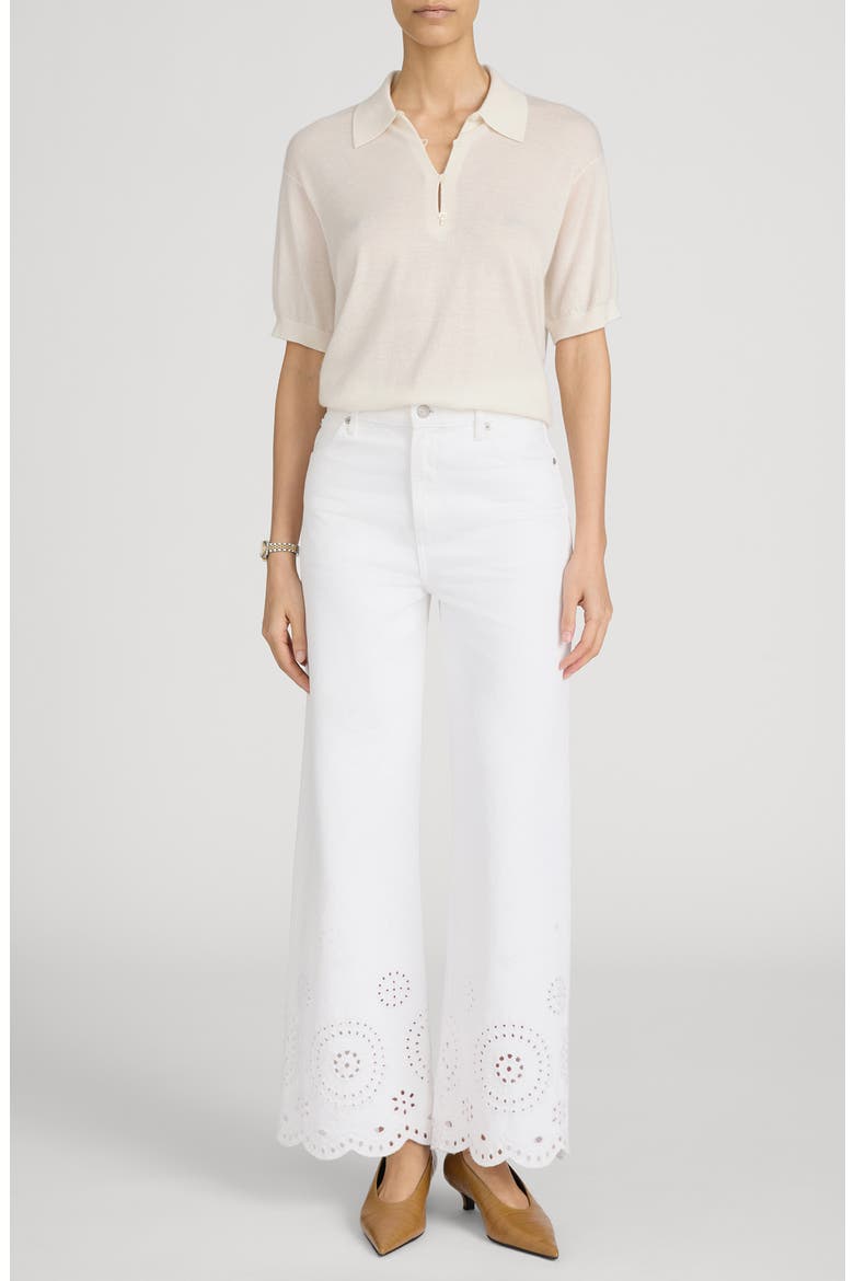 The Eyelet Flare Jeans, Alternate, color, WHITE