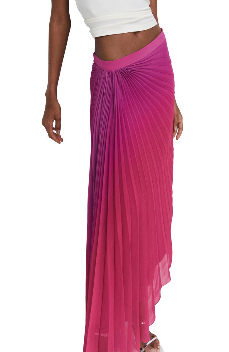 MANGO Ombré Pleated Asymmetric Hem Skirt, Alternate, color, 