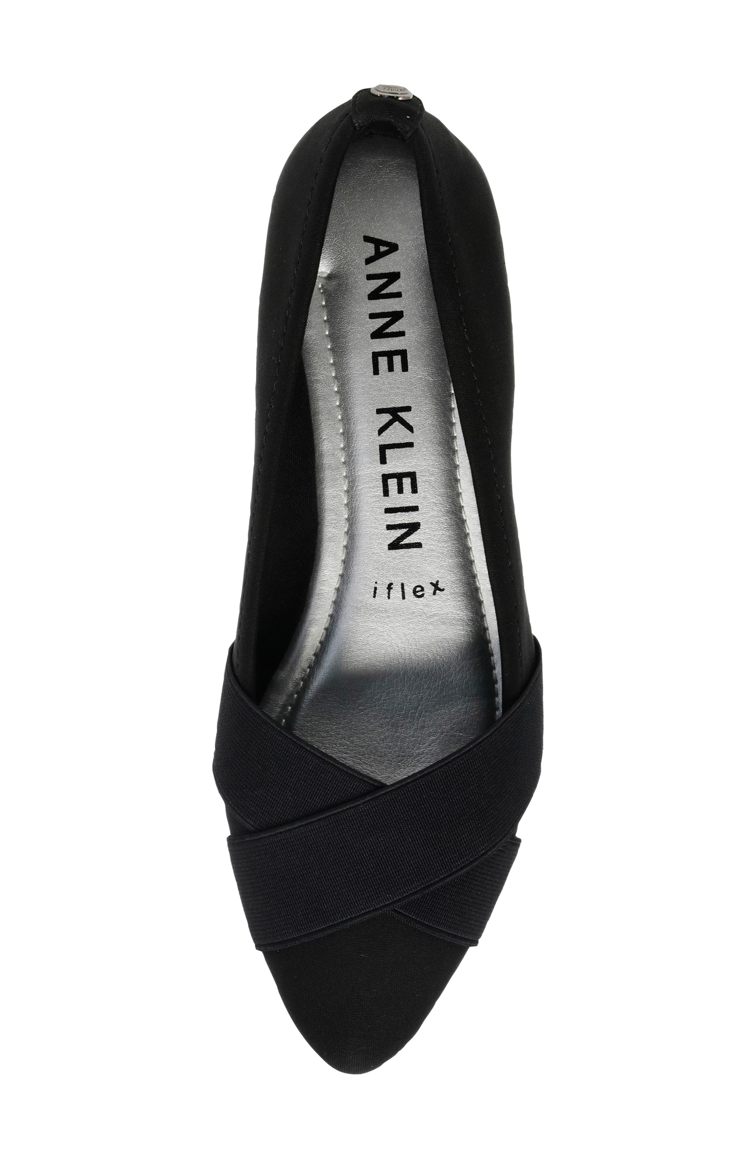 Anne Klein Oalise Pointed Toe Flat, Alternate, color, Black/ Black Fabric