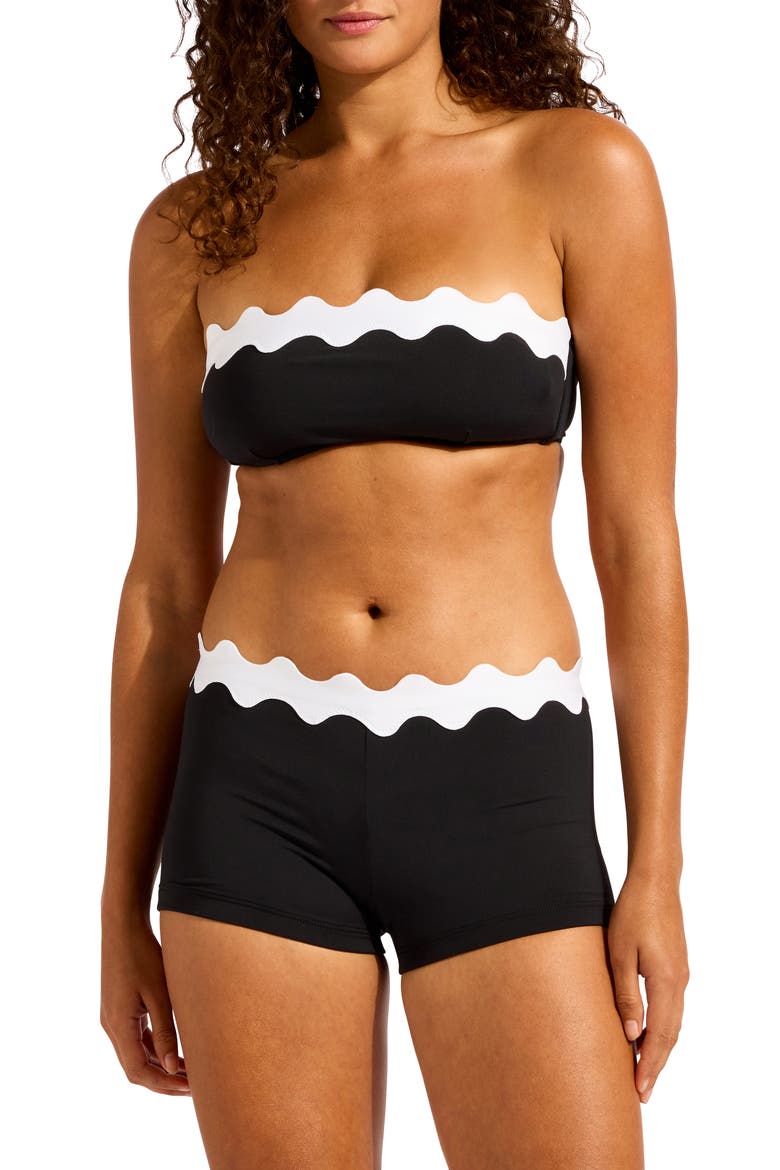 Ric Rac Boyleg Swim Shorts, Alternate, color, BLACK