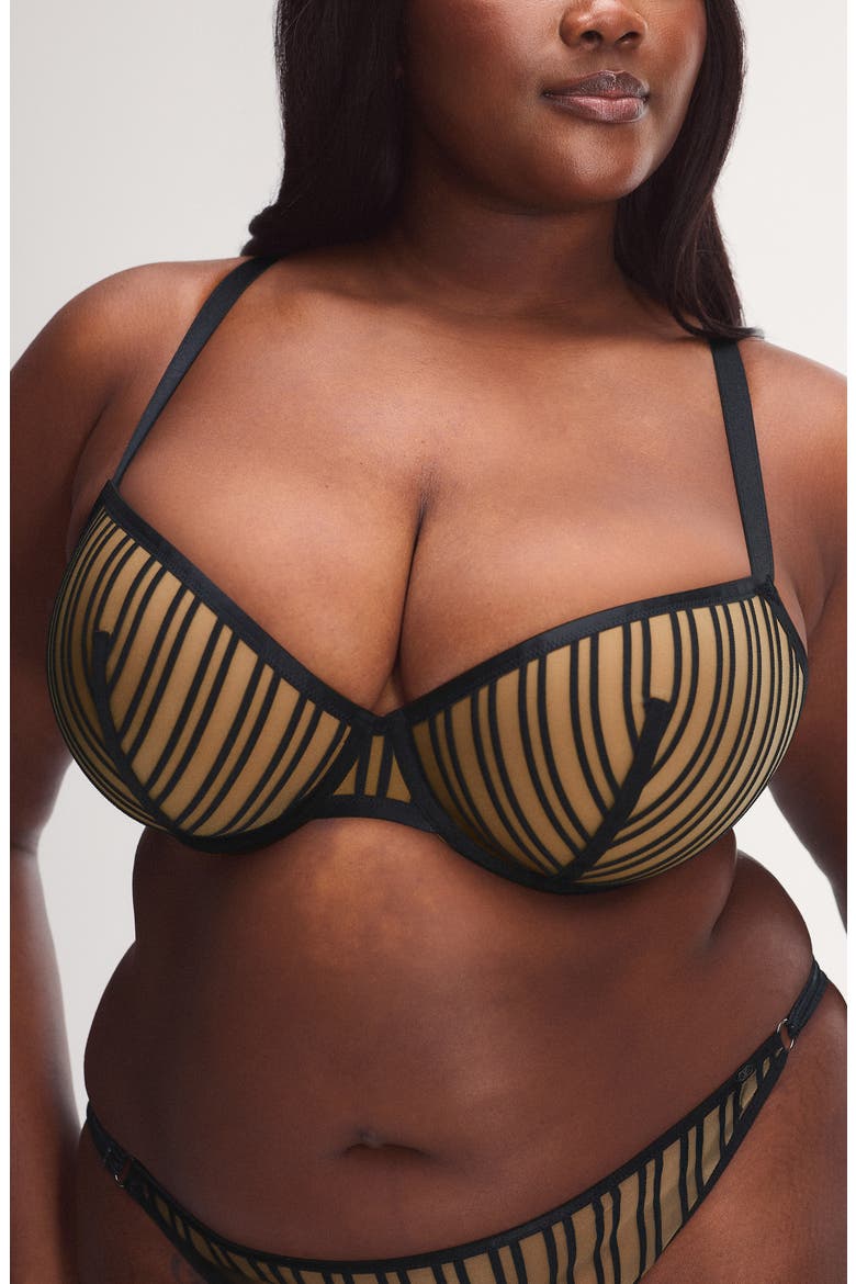 Strappy Hour Lightly Lined Semi-Demi Bra, Main, color, BLACK CAVIAR