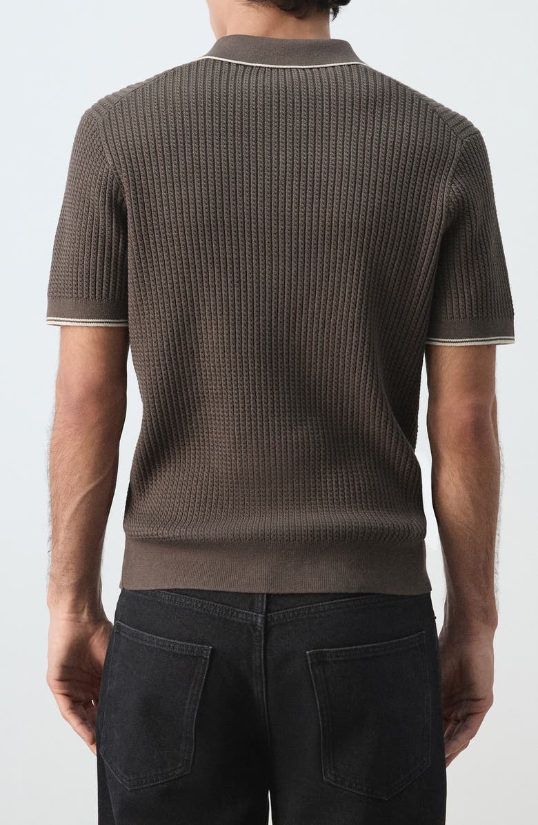 MANGO Fine Knit Herringbone Polo, Alternate, color, Chocolate