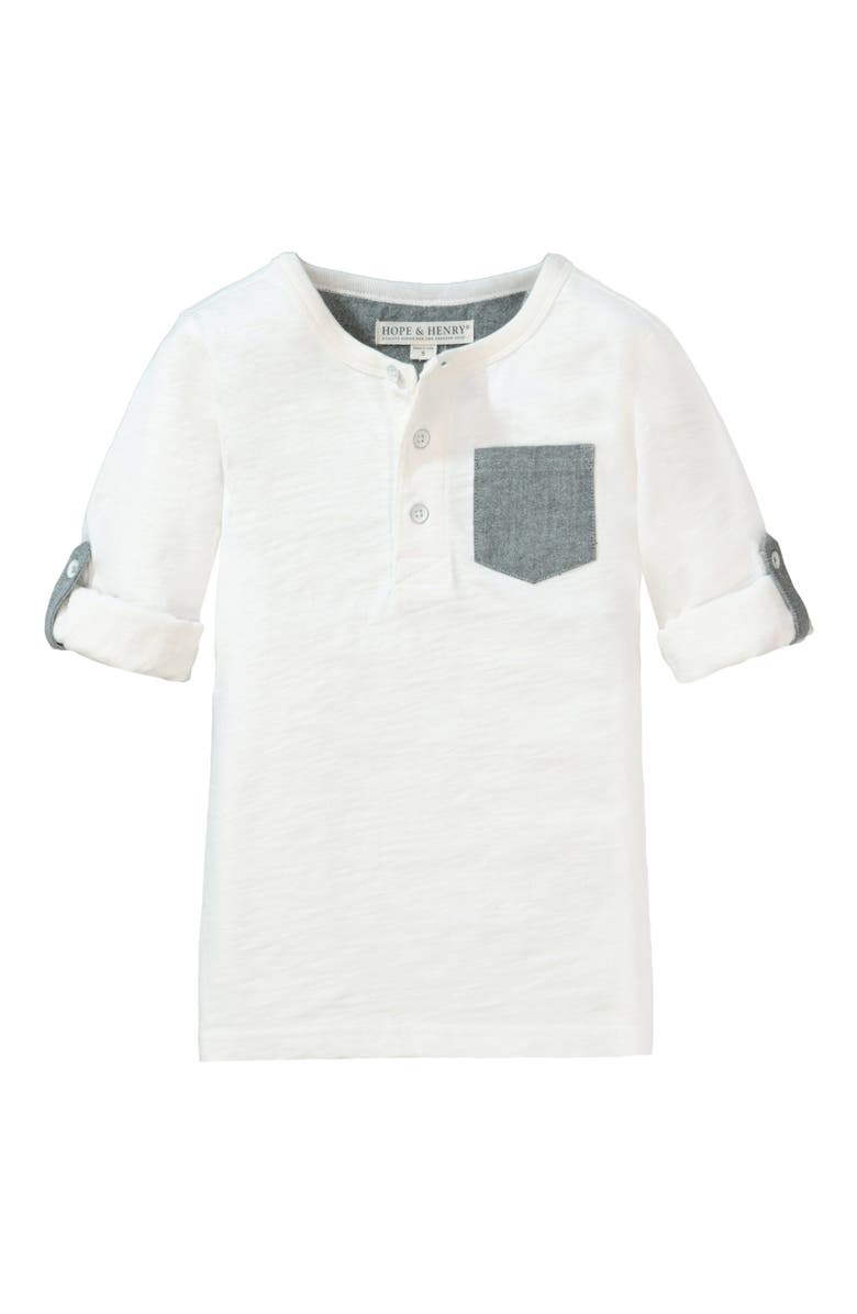 Hope & Henry Boys' Henley Pocket Tee with Rolled Sleeves, Kids, Main, color, 