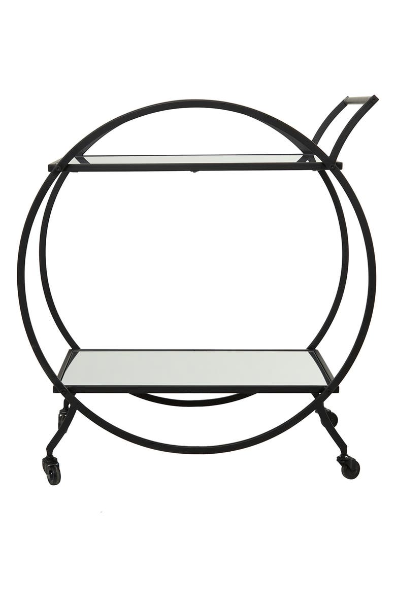 VIVIAN LUNE HOME Black Metal Contemporary Bar Cart with Wheels & Handle, Alternate, color, 