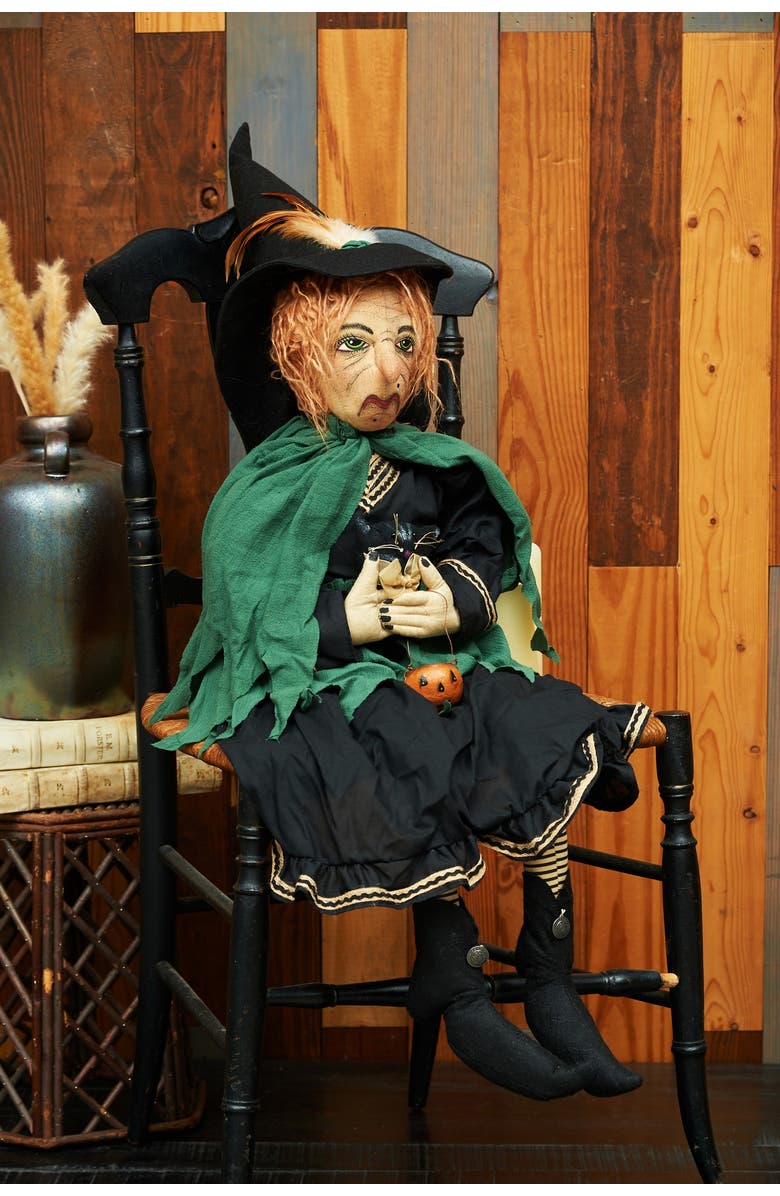Gallerie II Yolanda Joe Spencer Gathered Traditions Halloween Art Doll Figure, Alternate, color, Green
