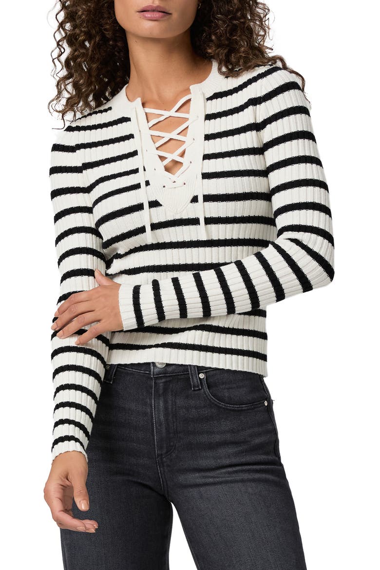 Beatrice Long Sleeve Shirt, Main, color, ANTIQUE WHITE/BLACK