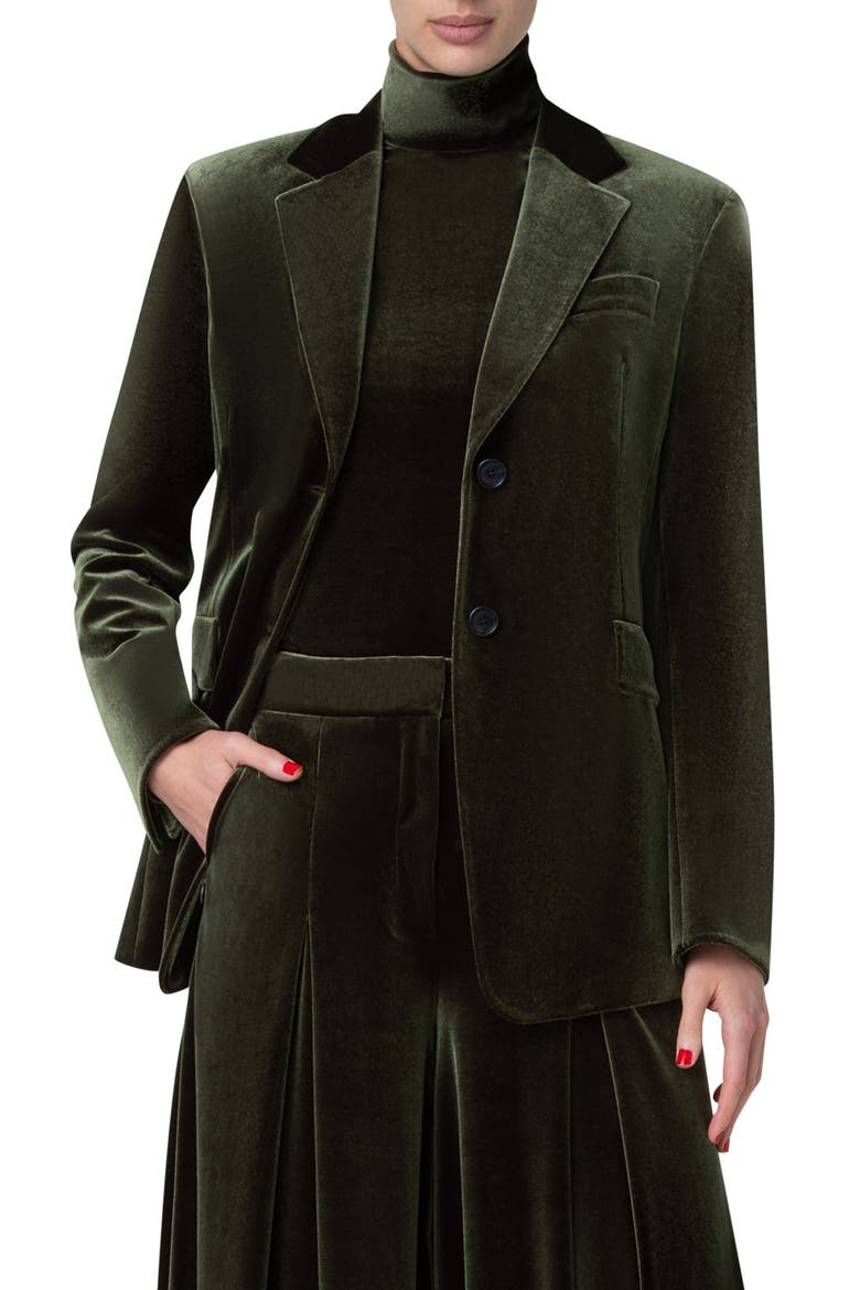 Taddeo Stretch Velvet Jacket, Main, color, KALE GREEN