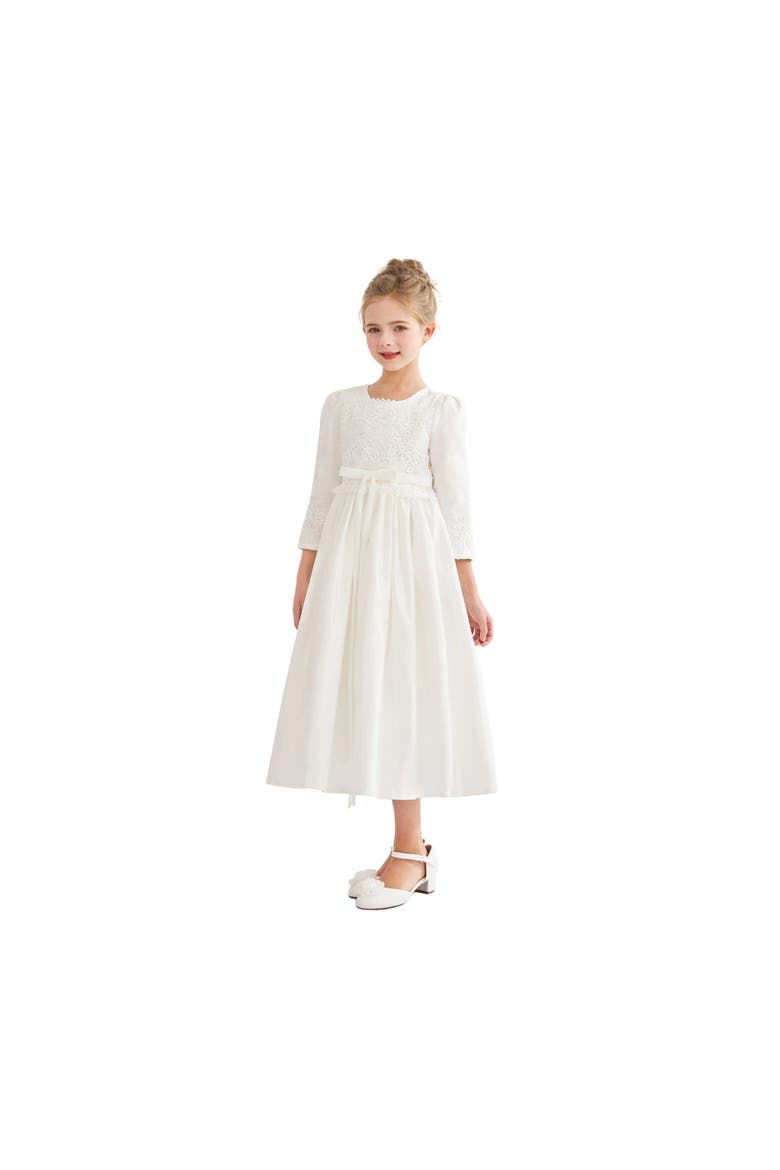 Marindel Lace & Tulle Dress, Alternate, color, White