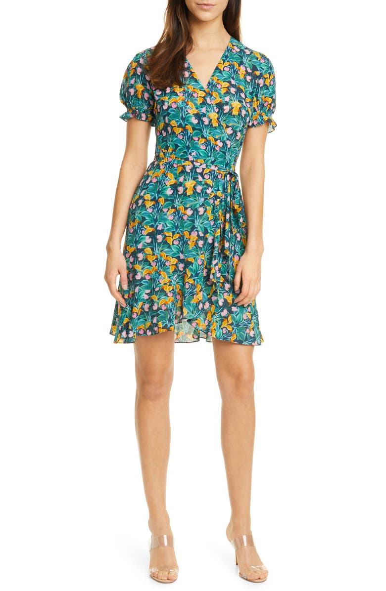 DVF Emilia Floral Short Sleeve Wrap Dress, Main, color,