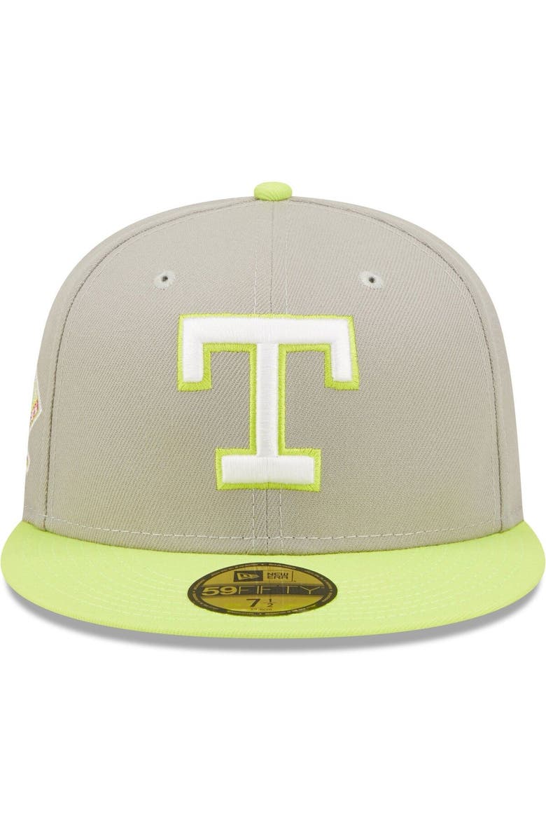 New Era Men's New Era Gray/Green Texas Rangers commemorative Arlington Stadium Cyber 59FIFTY Fitted Hat, Alternate, color, 