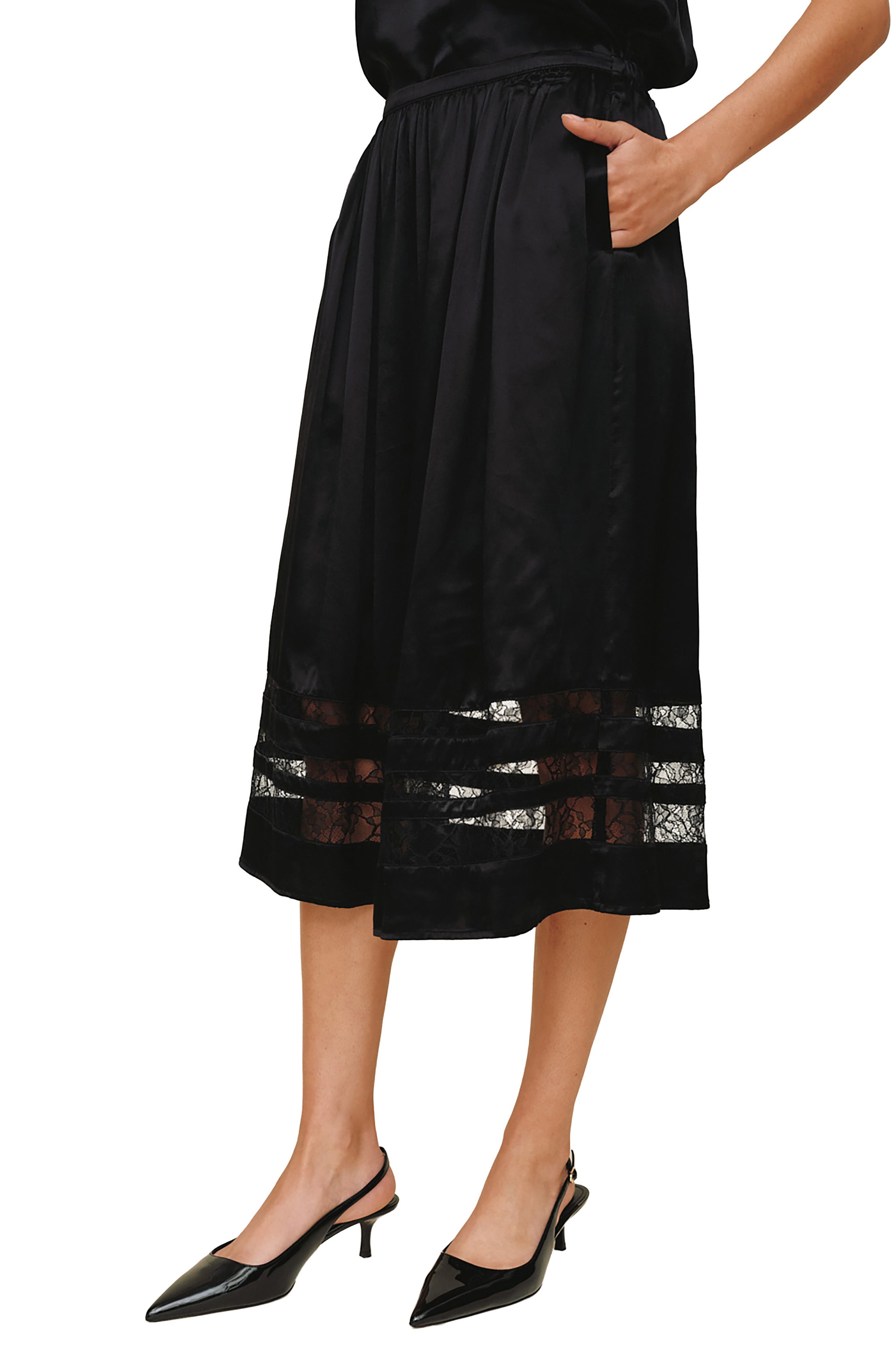 Bella Dahl Lace Inset Midi Skirt (Women) | Nordstromrack