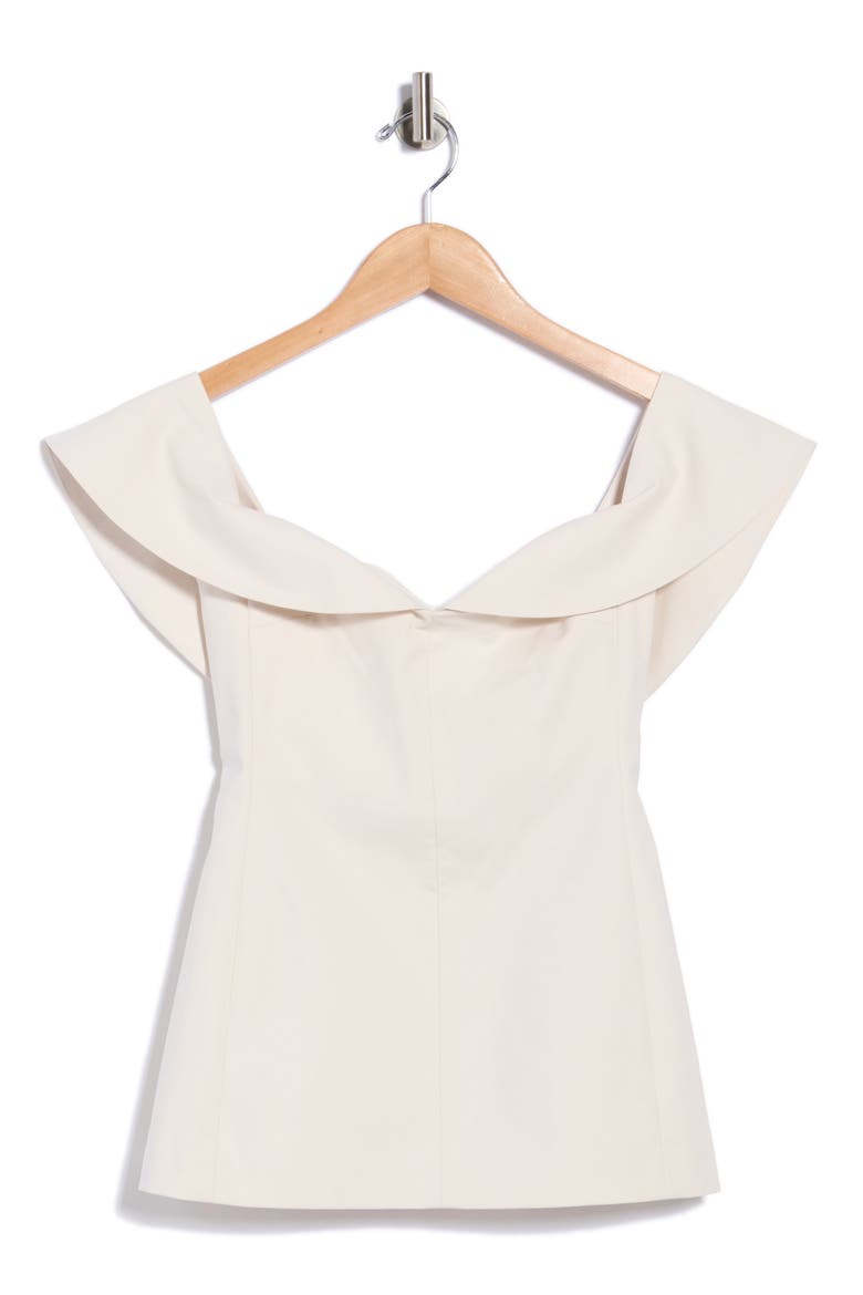 Draped Cap Sleeve Cotton Blend Sateen Top, Main, color, SNOW