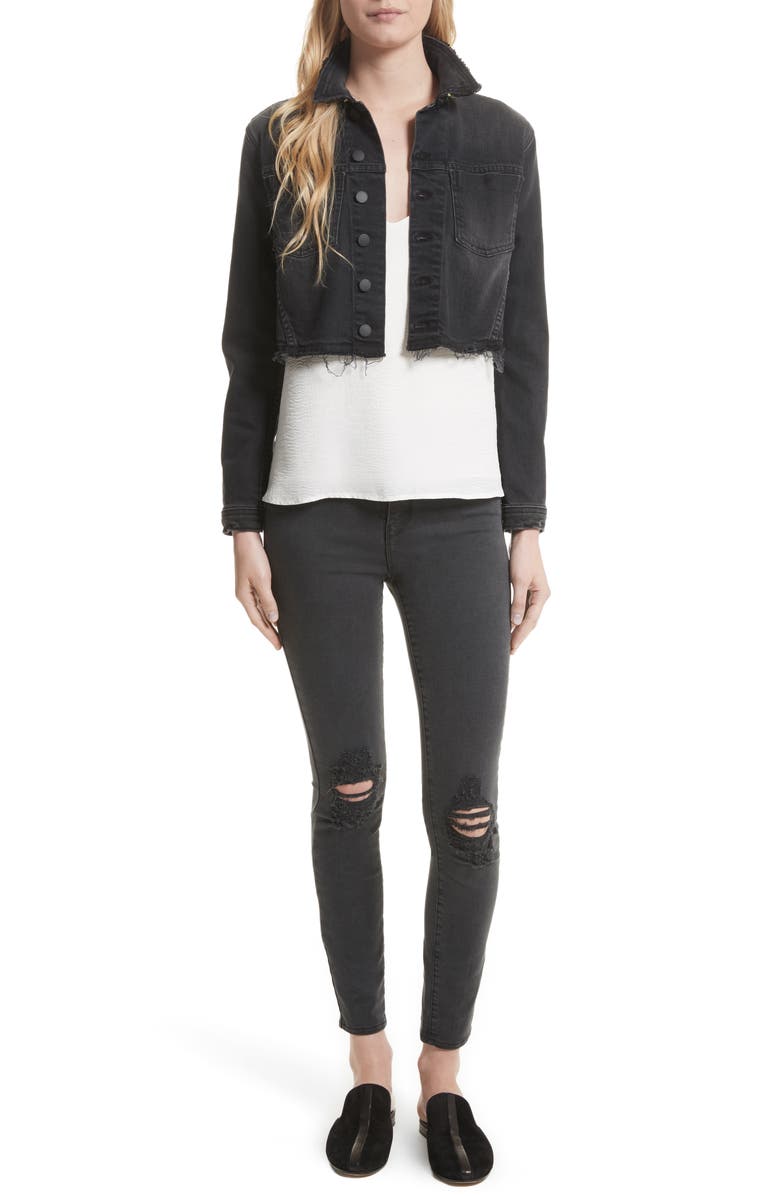 L'AGENCE Margot Ripped High Waist Skinny Jeans, Alternate, color, 