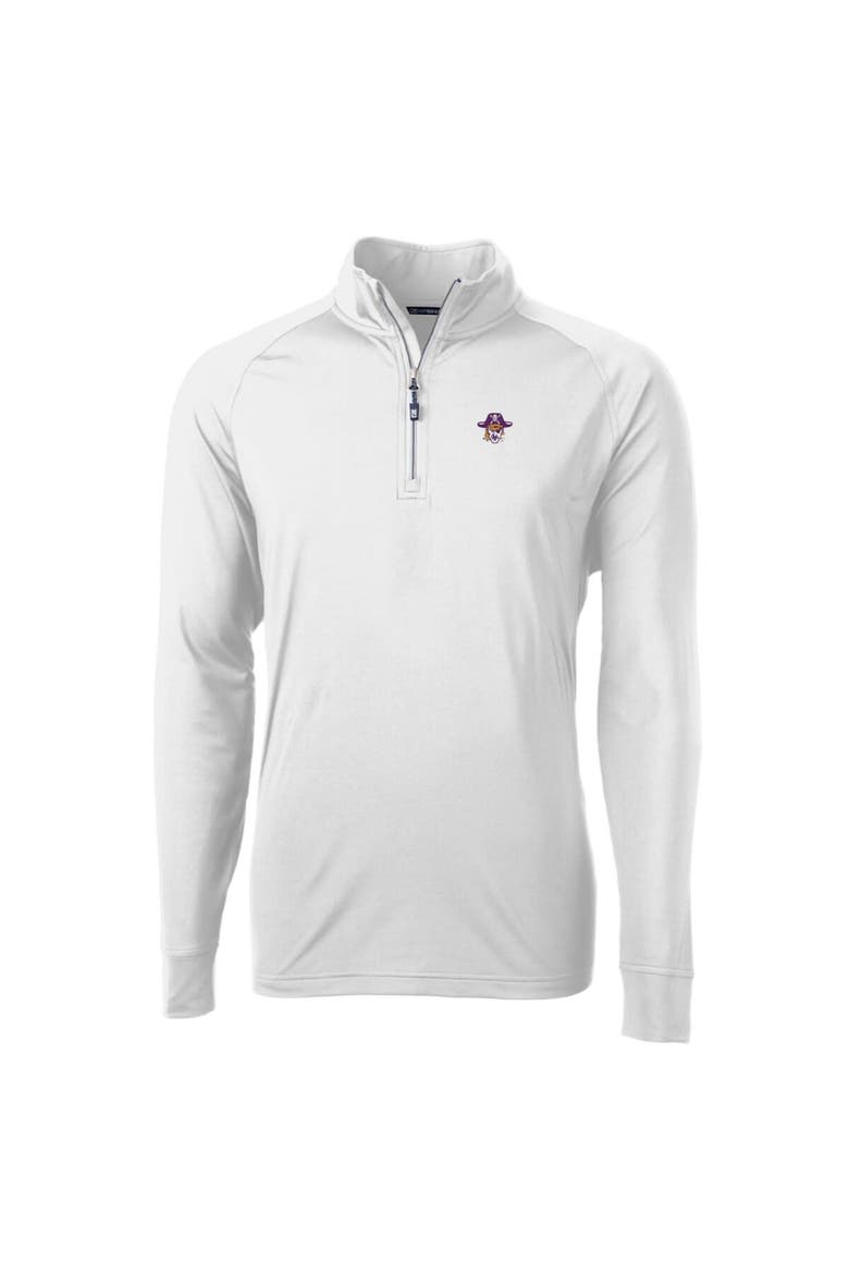 Men's Cutter & Buck White ECU Pirates Adapt Eco Knit Stretch Recycled Quarter-Zip Pullover Top, Alternate, color, White