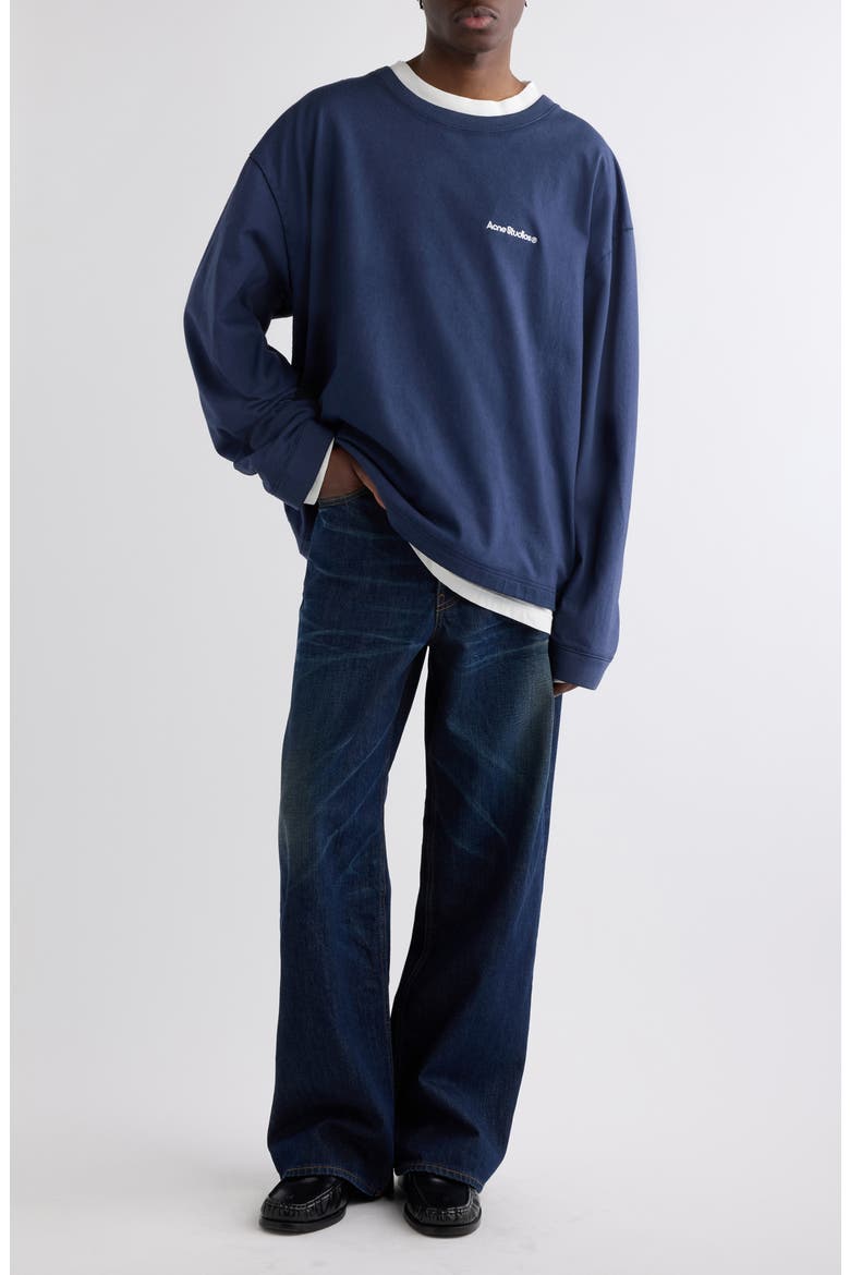 Ericka Registered Layered Long Sleeve Organic Cotton T-Shirt, Alternate, color, NAVY/ WHITE