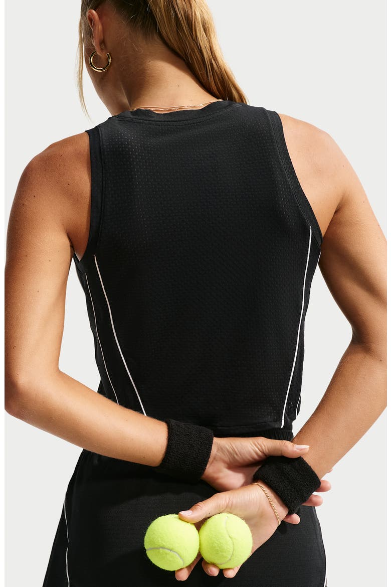 Court Pointelle Mesh Performance Racerback Crop Tank, Alternate, color, BLACK/ WHITE