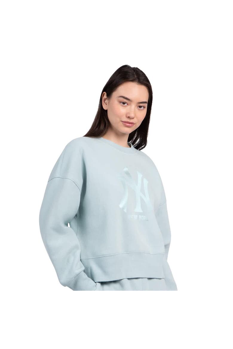 Women's Starter Mint New York Yankees Pastels Boxy Fleece Sweatshirt, Main, color, Mint