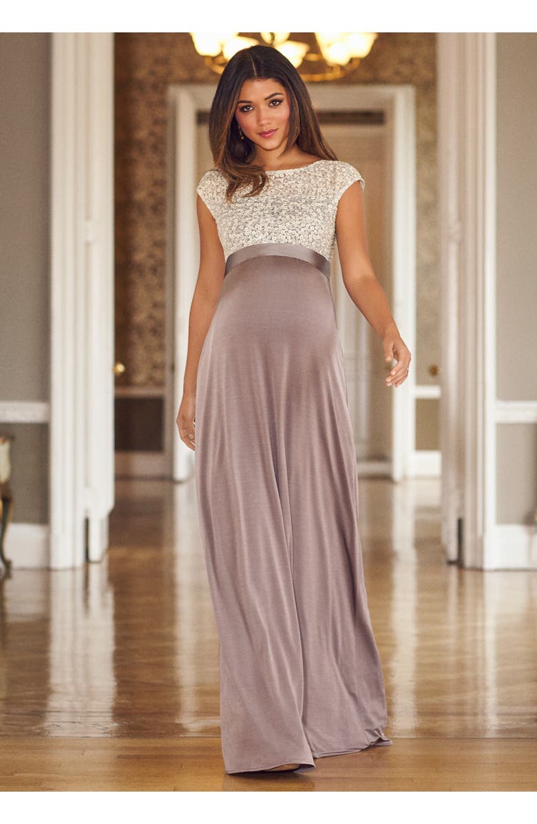 Tiffany Rose Maternity Mia Maternity Gown, Alternate, color, Dusky Truffle