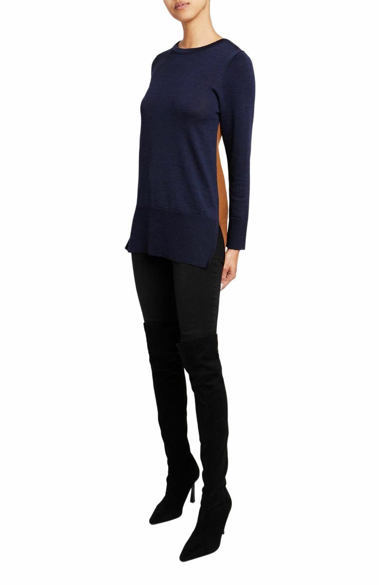 Santorelli TORI Color Block Knit Sweater in Extra Fine Merino Wool, Alternate, color, 