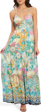 FLYING TOMATO Print Halter Maxi Dress