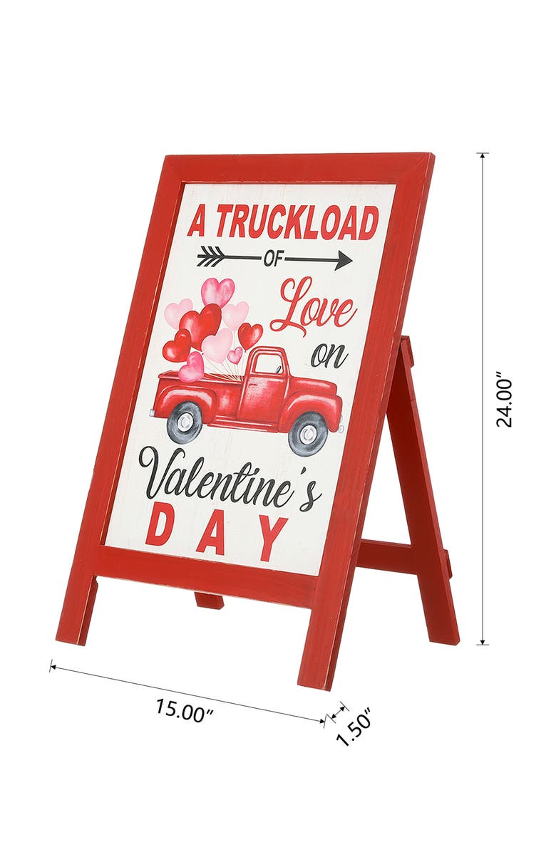Glitzhome 24"H Valentine's Wooden Truck Porch Sign, Alternate, color, 