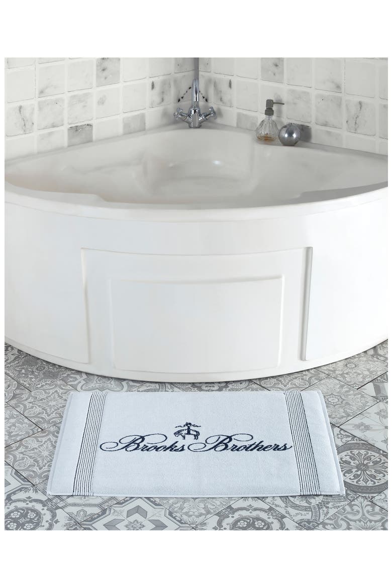 Robe Stripe Turkish Cotton Bath Mat, Alternate, color, WHITE
