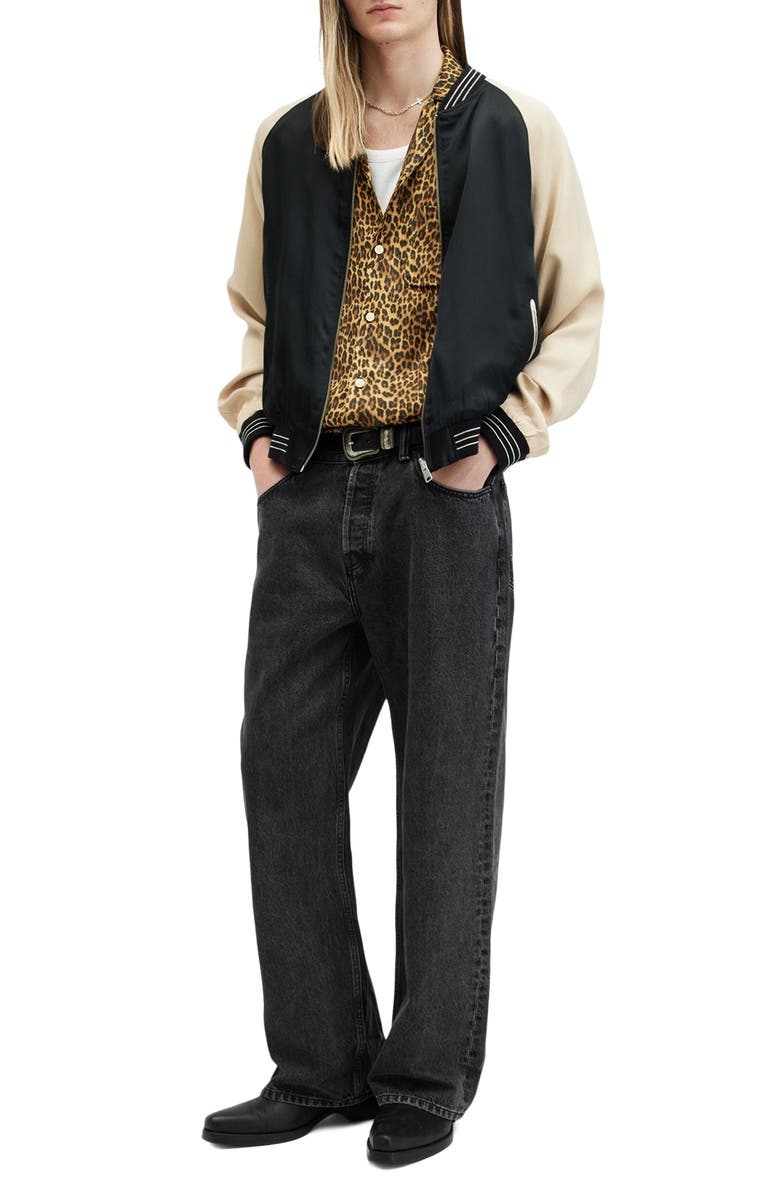 AllSaints Carcle Oversize Leopard Print Camp Shirt, Alternate, color, 