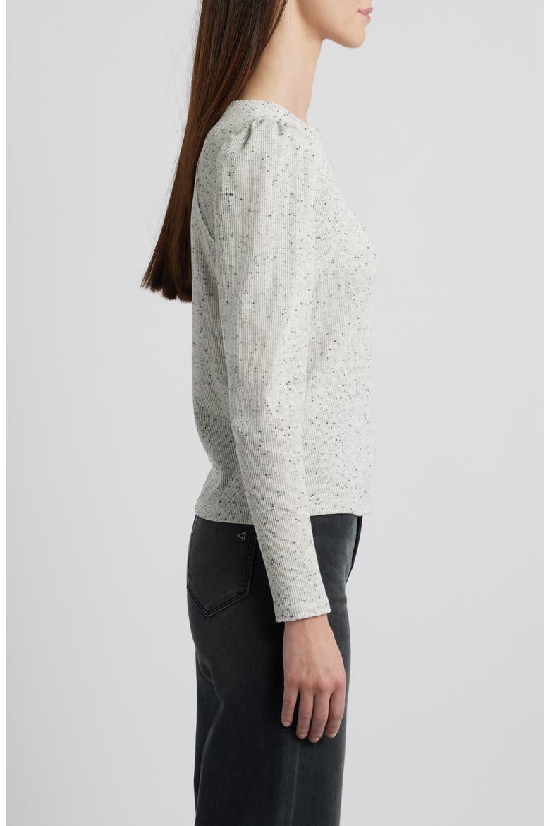 Puff Shoulder Long Sleeve Thermal Top, Alternate, color, HEATHER OFF WHITE