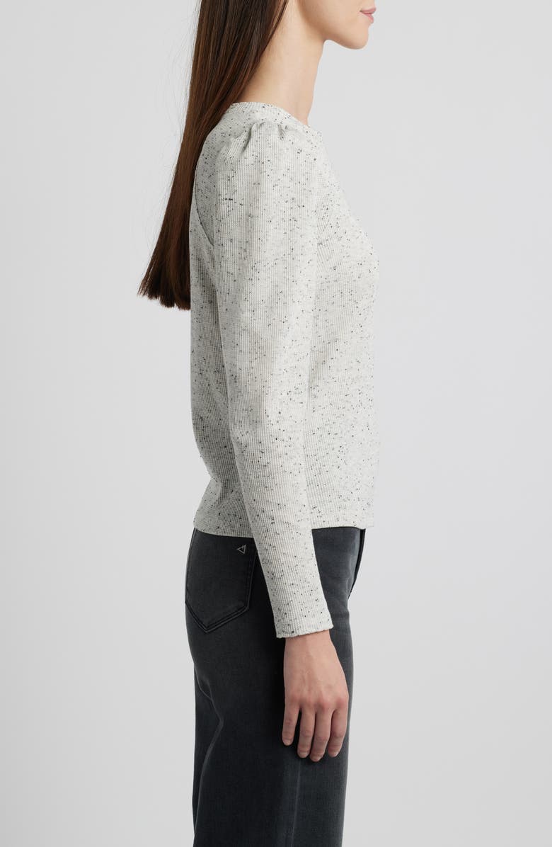 Wit & Wisdom Puff Shoulder Long Sleeve Thermal Top, Alternate, color, Heather Off White