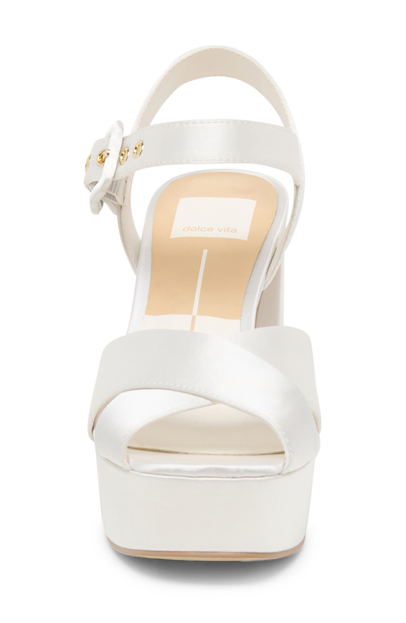 Dolce Vita Ciara Platform Ankle Strap Sandal, Alternate, color, White Satin