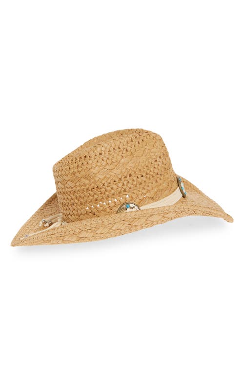 Vince Camuto Embellished Braided Band Cowboy Hat In Tan
