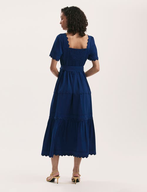 Finery London Corina Cotton Midi Tiered Dress In Purple