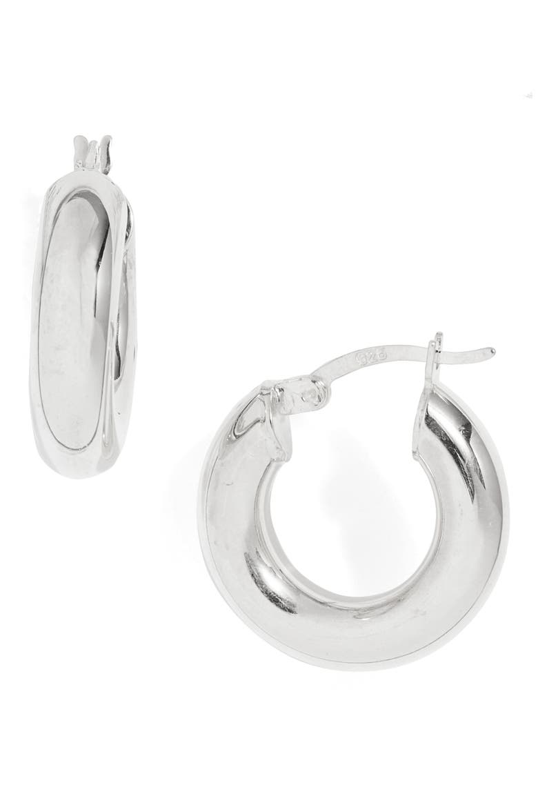 Chunky Tube Hoop Earrings, Main, color, SILVER