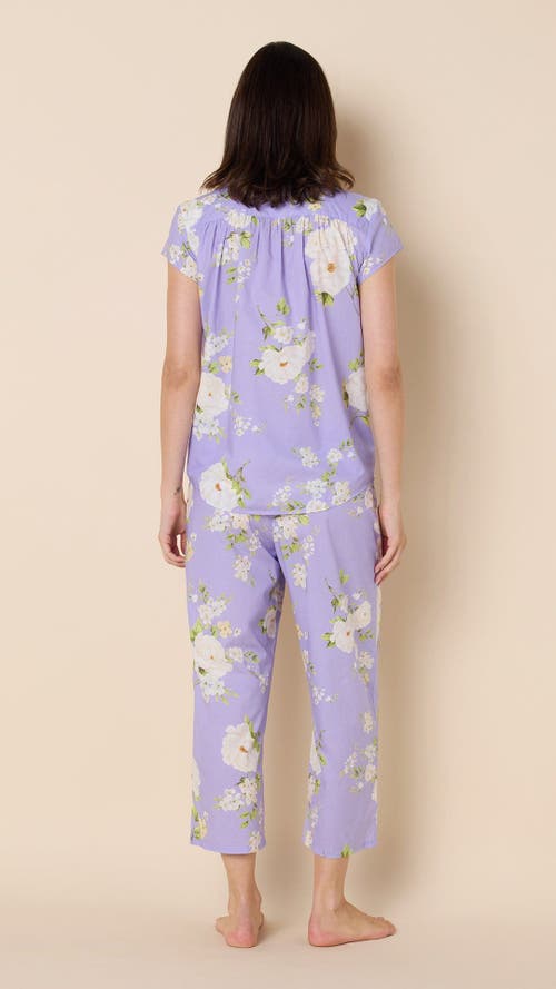 The Cat's Pajamas Luxe Pima Cropped Pajama Print Set In Blue