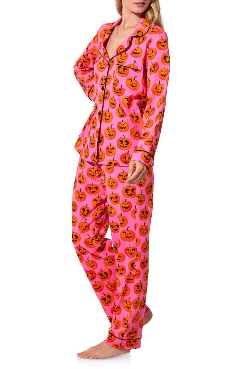 BedHead Pajamas Stretch Organic Cotton Pajamas, Alternate, color, Jolly Jack-O-Lantern
