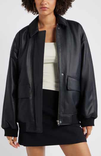 Open Edit Oversize Faux Leather Jacket