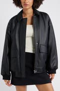 Open Edit Oversize Faux Leather Jacket