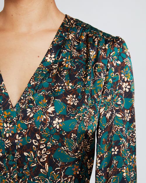 Santorelli Women's Floral Balloon-sleeve Blouse In Pine Multi