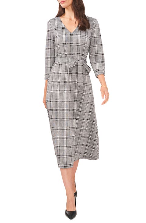 Glen Plaid Jacquard Midi Dress