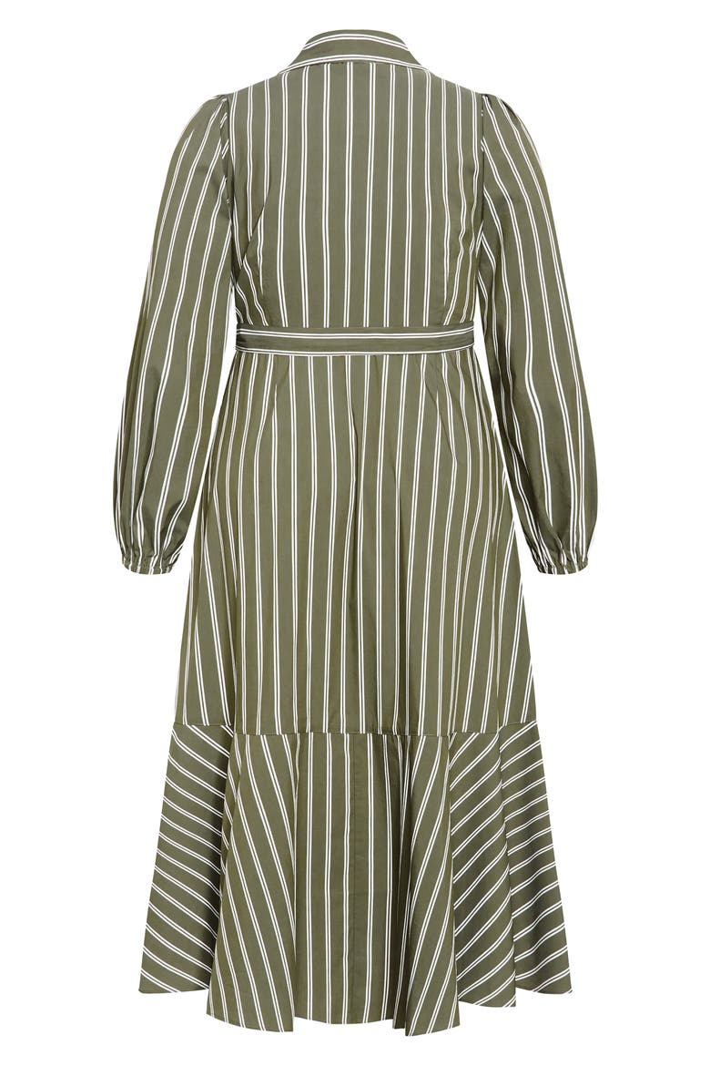 Brynn Stripe Long Sleeve Cotton Blend Dress, Alternate, color, OLIVE