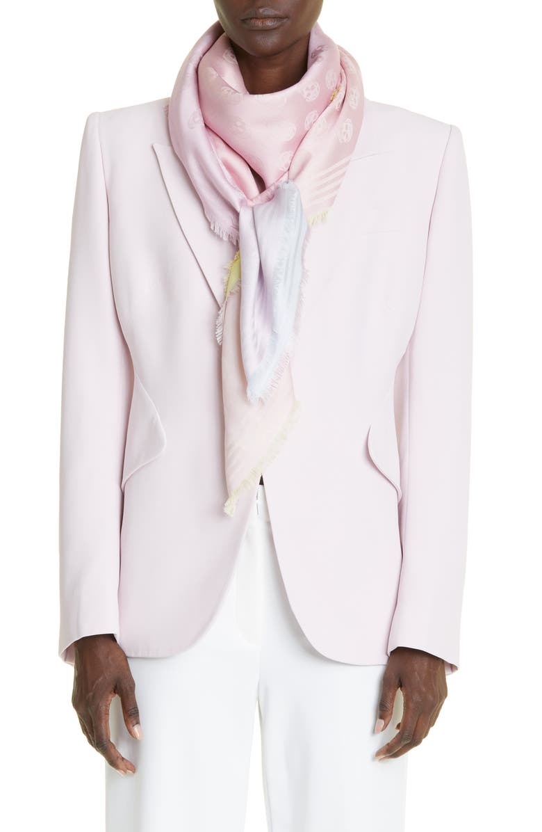 McQueen Skull Jacquard Silk Scarf, Main, color,