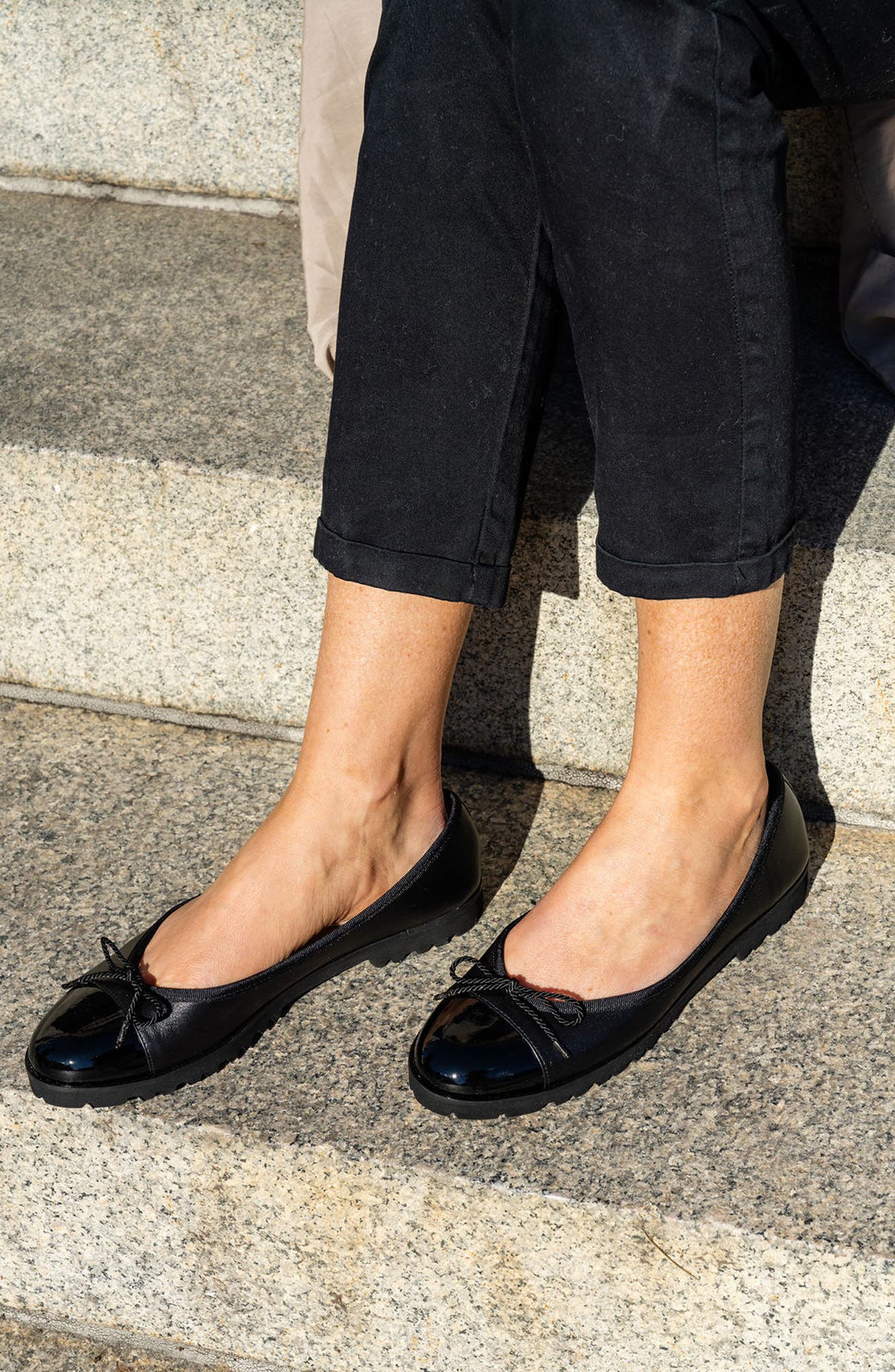 PAUL MAYER Bravo Lug Sole Ballet, Alternate, color, Black Patent/ Black Nappa