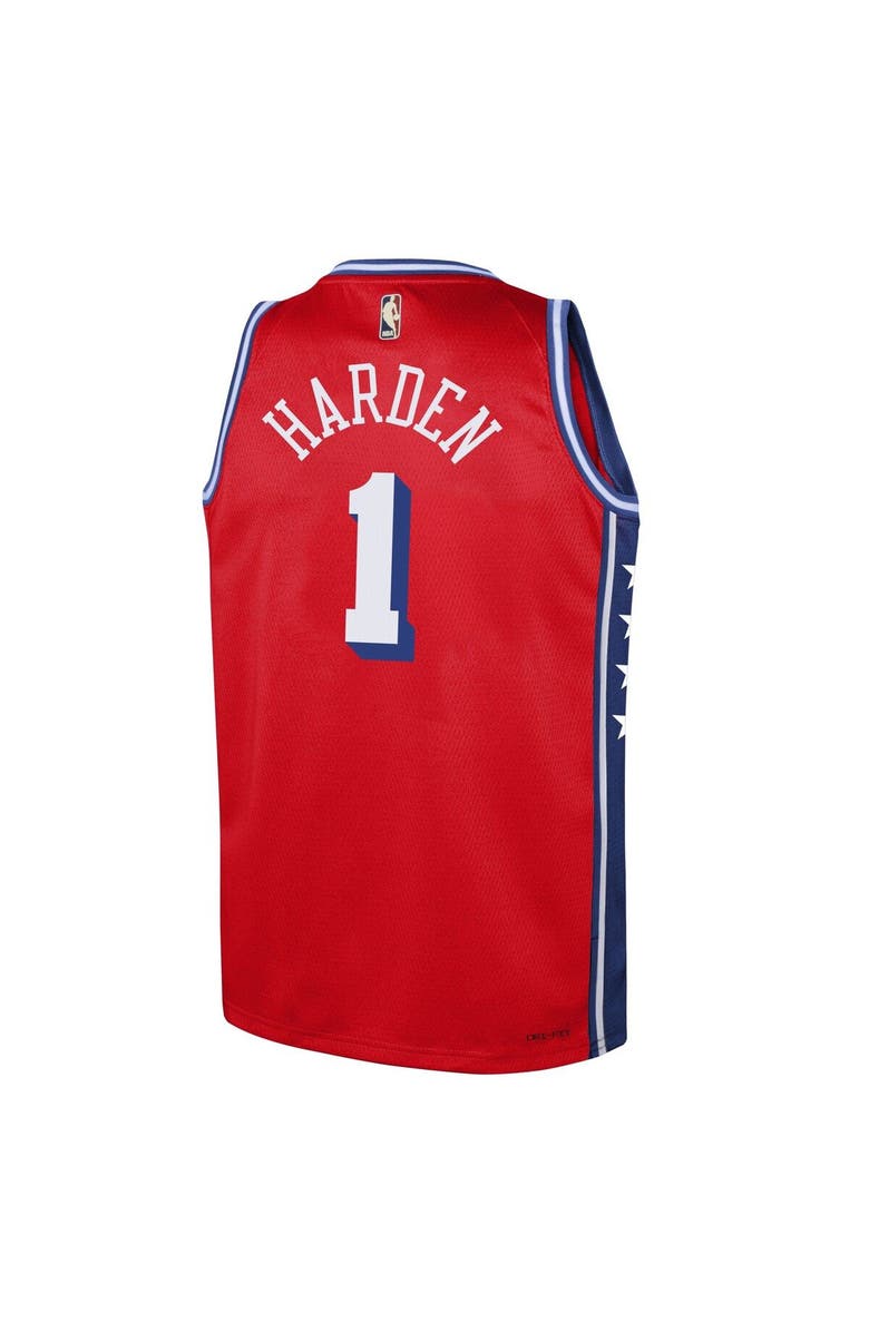 Jordan Brand Youth Jordan Brand James Harden Red Philadelphia 76ers Swingman Jersey - Statement Edition, Alternate, color, 