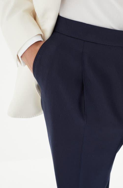 Brunello Cucinelli Tuxedo Trousers With Pleats In Navy Blue