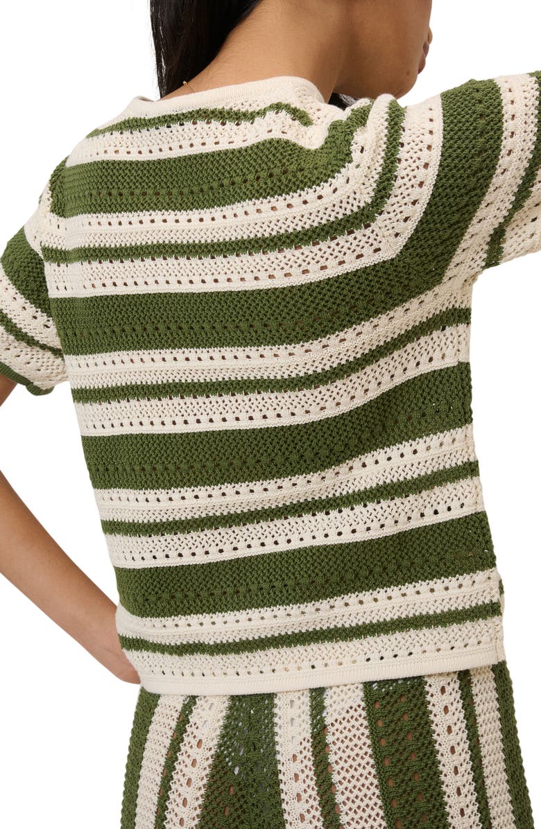 Nobody's Child Open Knit Short Sleeve Cardigan, Alternate, color, Green Multi