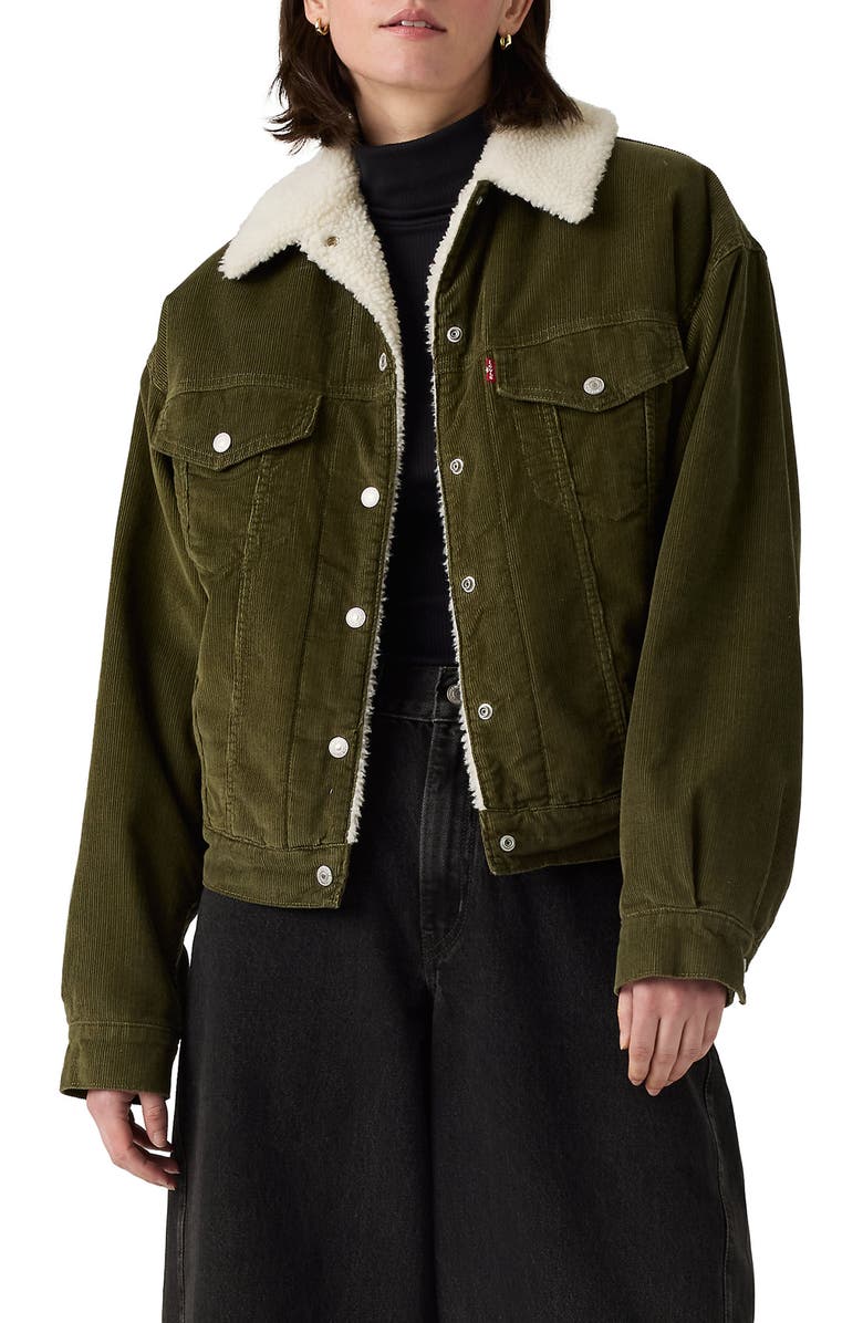 Levi's<sup>®</sup> '90s Faux Shearling Lined Corduroy Trucker Jacket, Main, color, 