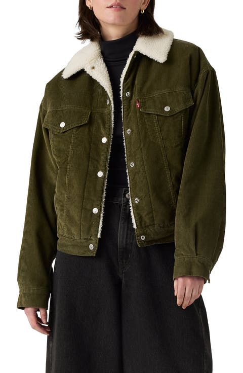 '90s Faux Shearling Lined Corduroy Trucker Jacket