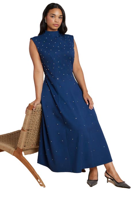 Stud Detail Ponte Midi Dress (Plus)